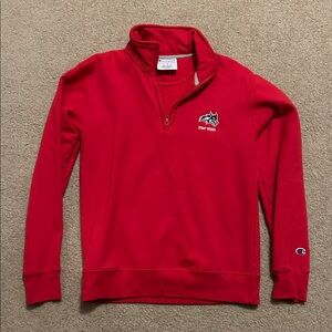 Stony Brook Champion Red quarterzip with Logo